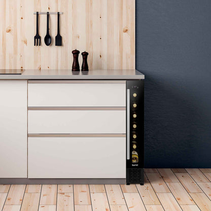 Baridi 7 Bottle 15cm Slim Wine Cooler with Digital Touch Screen Controls - Black - DH76