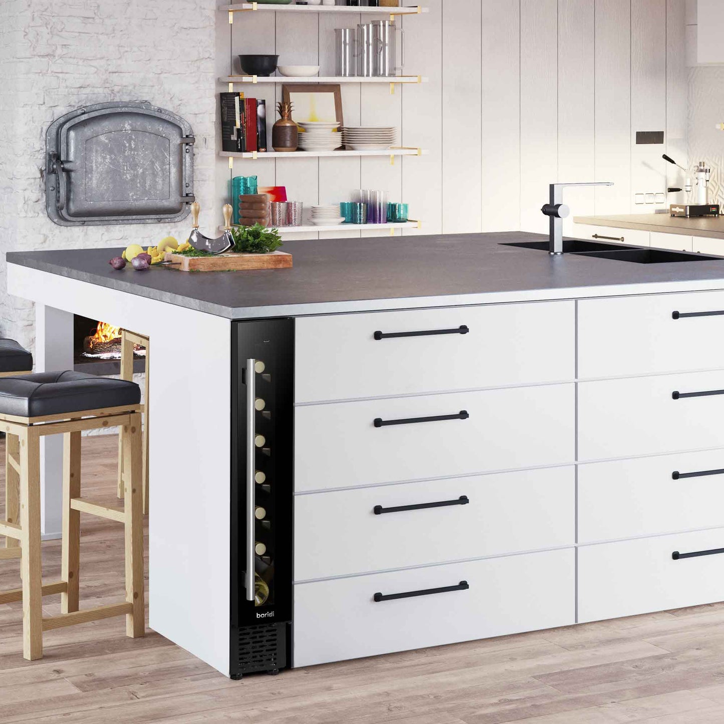 Baridi 7 Bottle 15cm Slim Wine Cooler with Digital Touch Screen Controls - Black - DH76