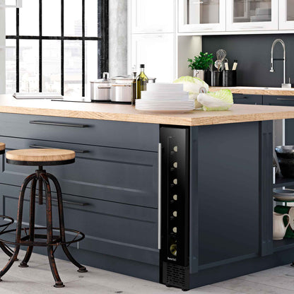 Baridi 7 Bottle 15cm Slim Wine Cooler with Digital Touch Screen Controls - Black - DH76