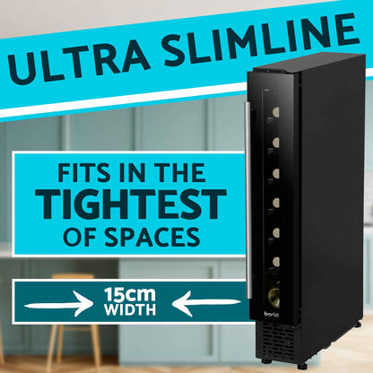 Baridi 7 Bottle 15cm Slim Wine Cooler with Digital Touch Screen Controls - Black - DH76