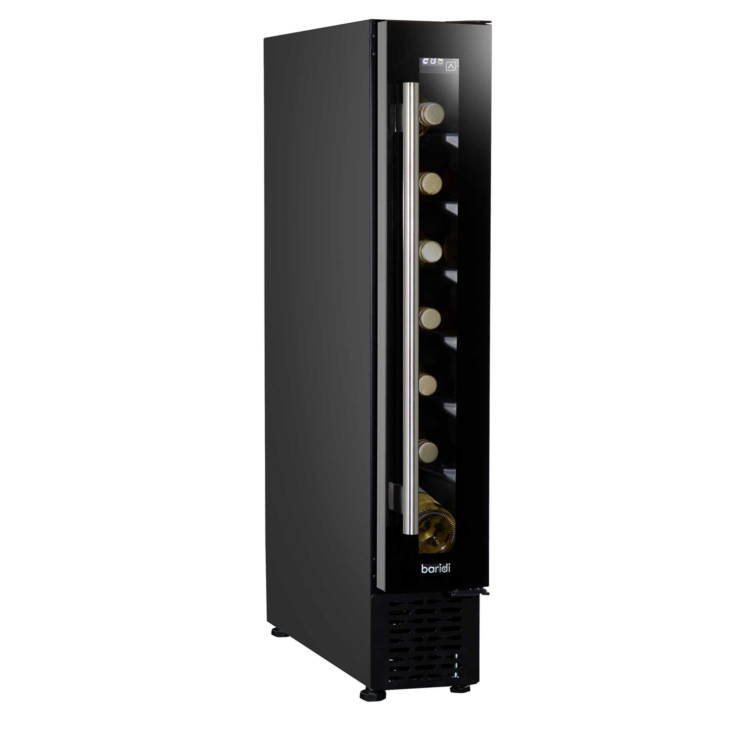 Baridi 7 Bottle 15cm Slim Wine Cooler with Digital Touch Screen Controls - Black - DH76