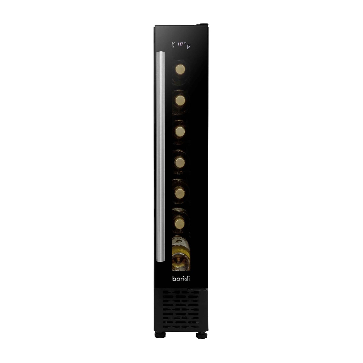 Baridi 7 Bottle 15cm Slim Wine Cooler with Digital Touch Screen Controls - Black - DH76