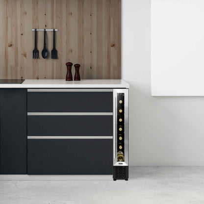 Baridi 7 Bottle 15cm Slim Wine Cooler with Digital Touch Screen Controls - Stainless Steel - DH77