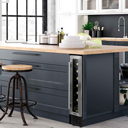 Baridi 7 Bottle 15cm Slim Wine Cooler with Digital Touch Screen Controls - Stainless Steel - DH77