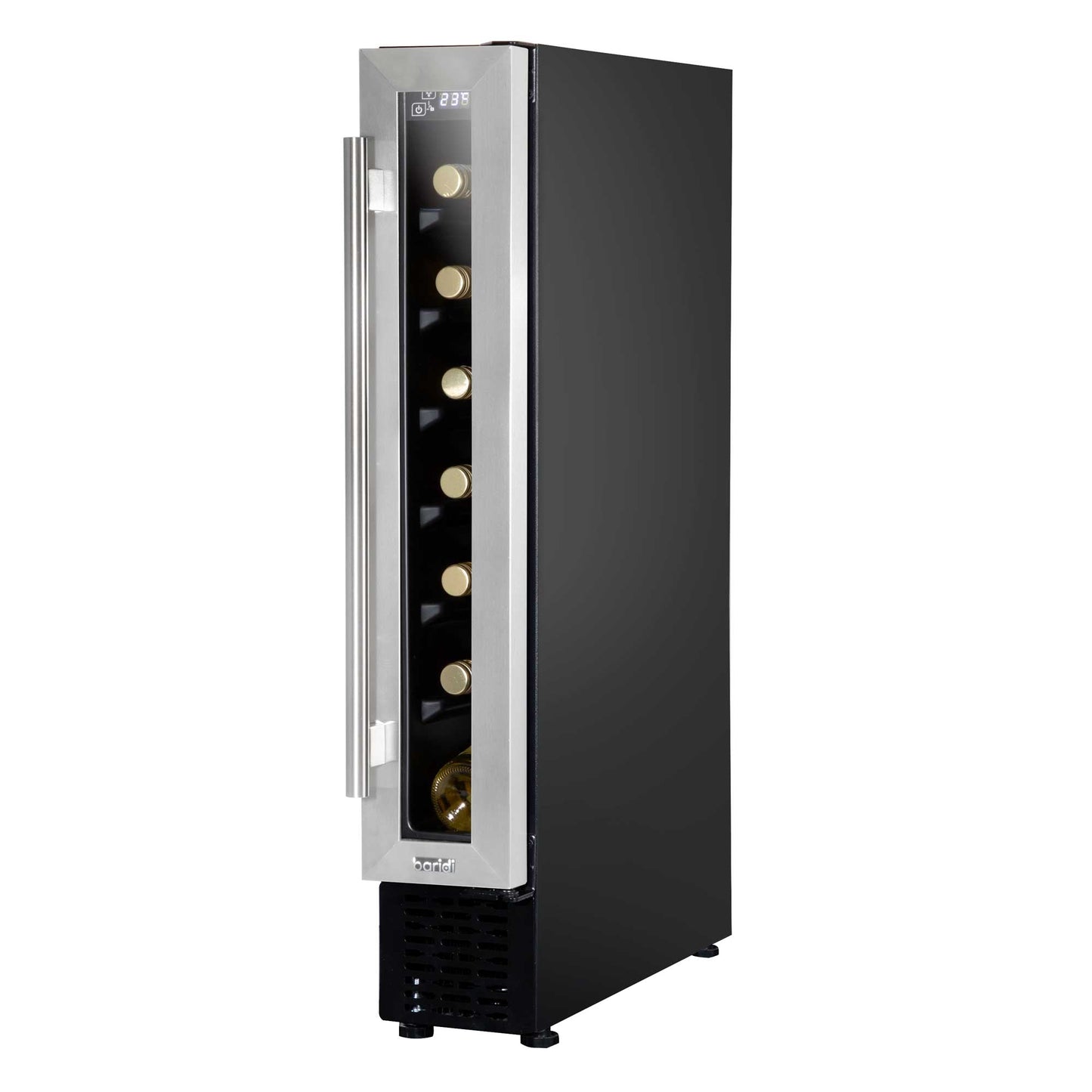 Baridi 7 Bottle 15cm Slim Wine Cooler with Digital Touch Screen Controls - Stainless Steel - DH77