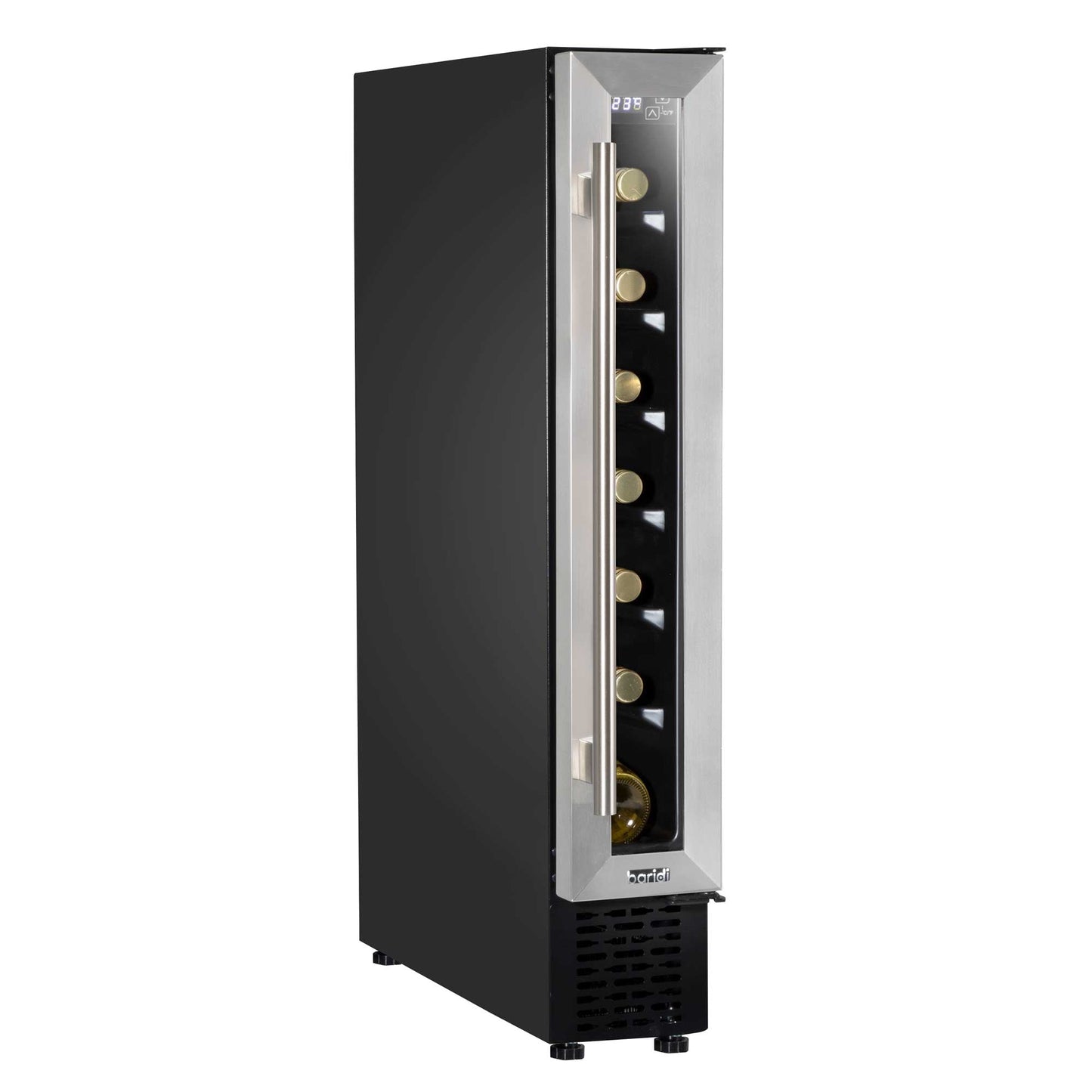 Baridi 7 Bottle 15cm Slim Wine Cooler with Digital Touch Screen Controls - Stainless Steel - DH77