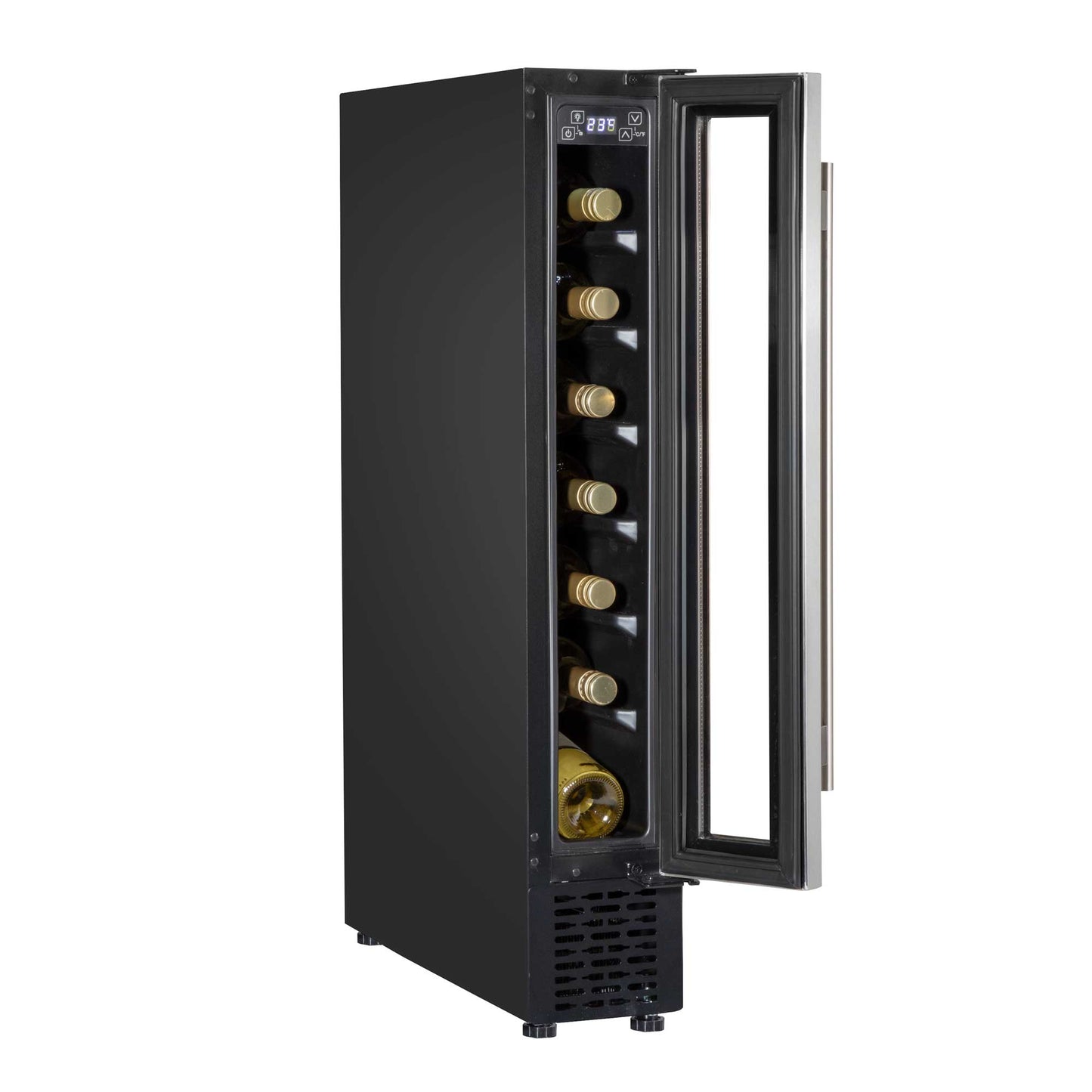 Baridi 7 Bottle 15cm Slim Wine Cooler with Digital Touch Screen Controls - Stainless Steel - DH77