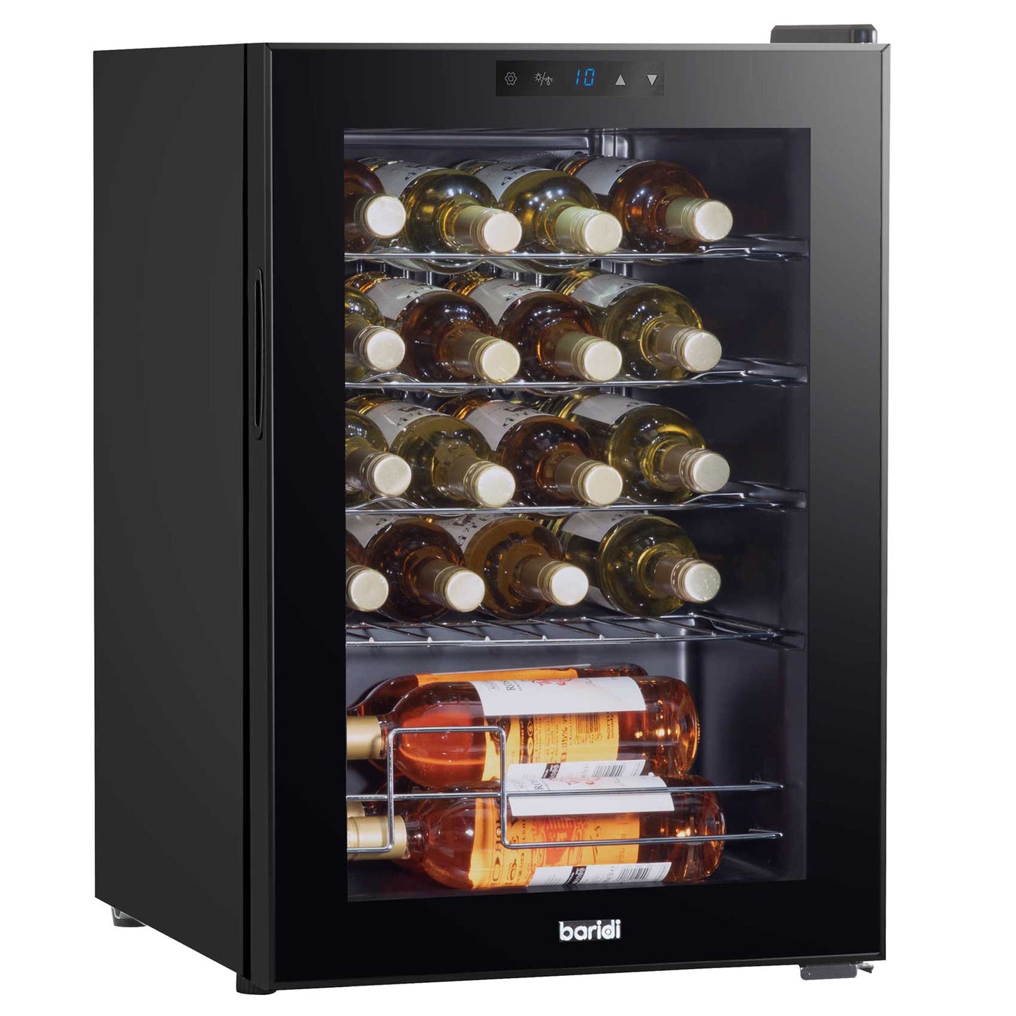 Baridi 20 Bottle Wine Cooler Fridge with Digital Touch Screen Controls & LED Light, Black - DH8