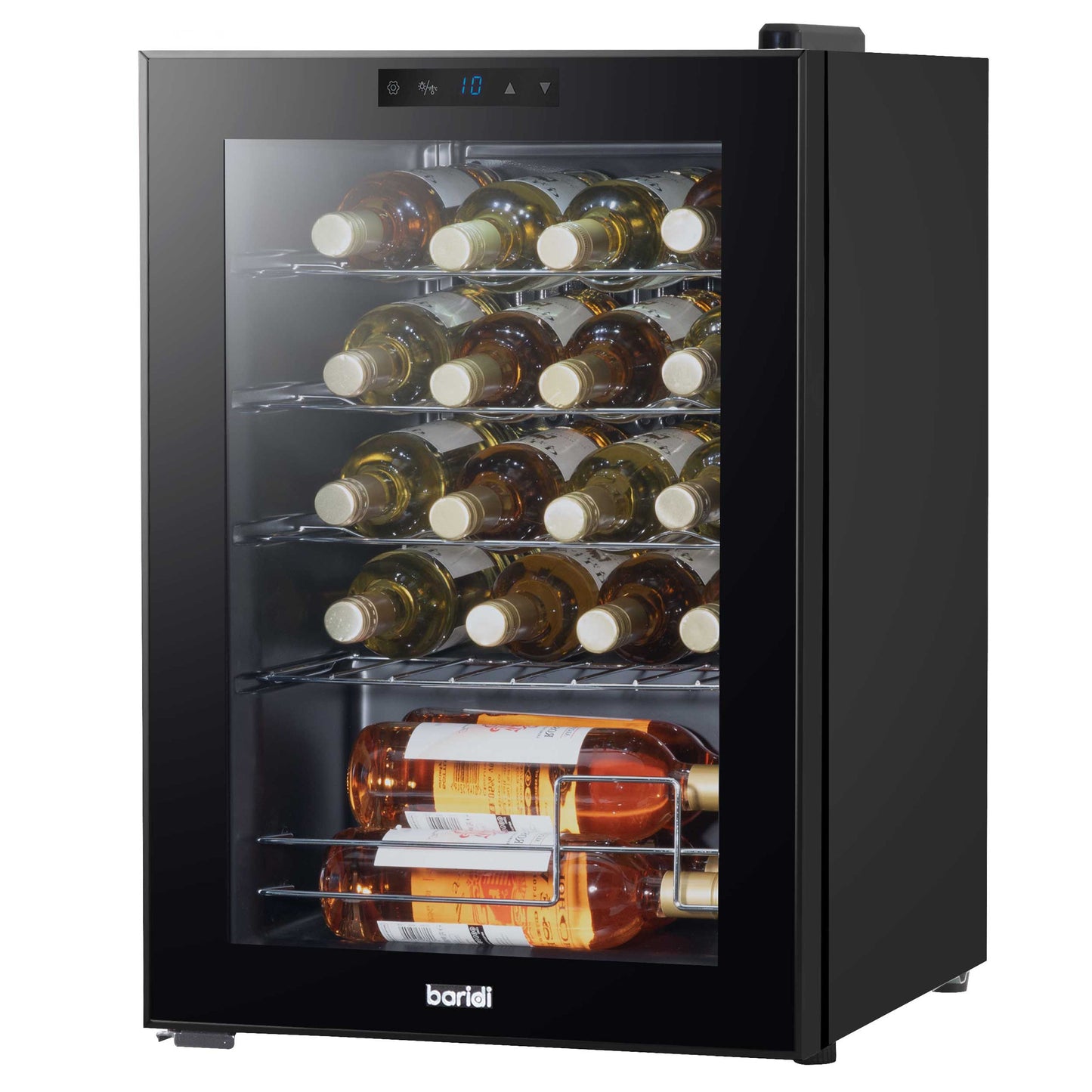 Baridi 20 Bottle Wine Cooler Fridge with Digital Touch Screen Controls & LED Light, Black - DH8