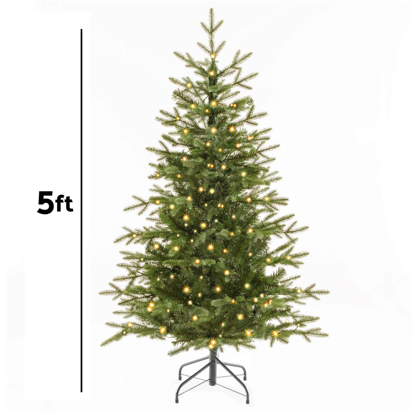 Pre-Lit 5ft Hinged Christmas Tree with Warm White LED Lights & PE/PVC Tips - DH80