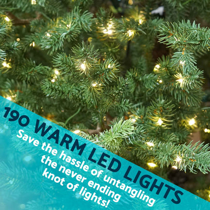 Pre-Lit 5ft Hinged Christmas Tree with Warm White LED Lights & PE/PVC Tips - DH80