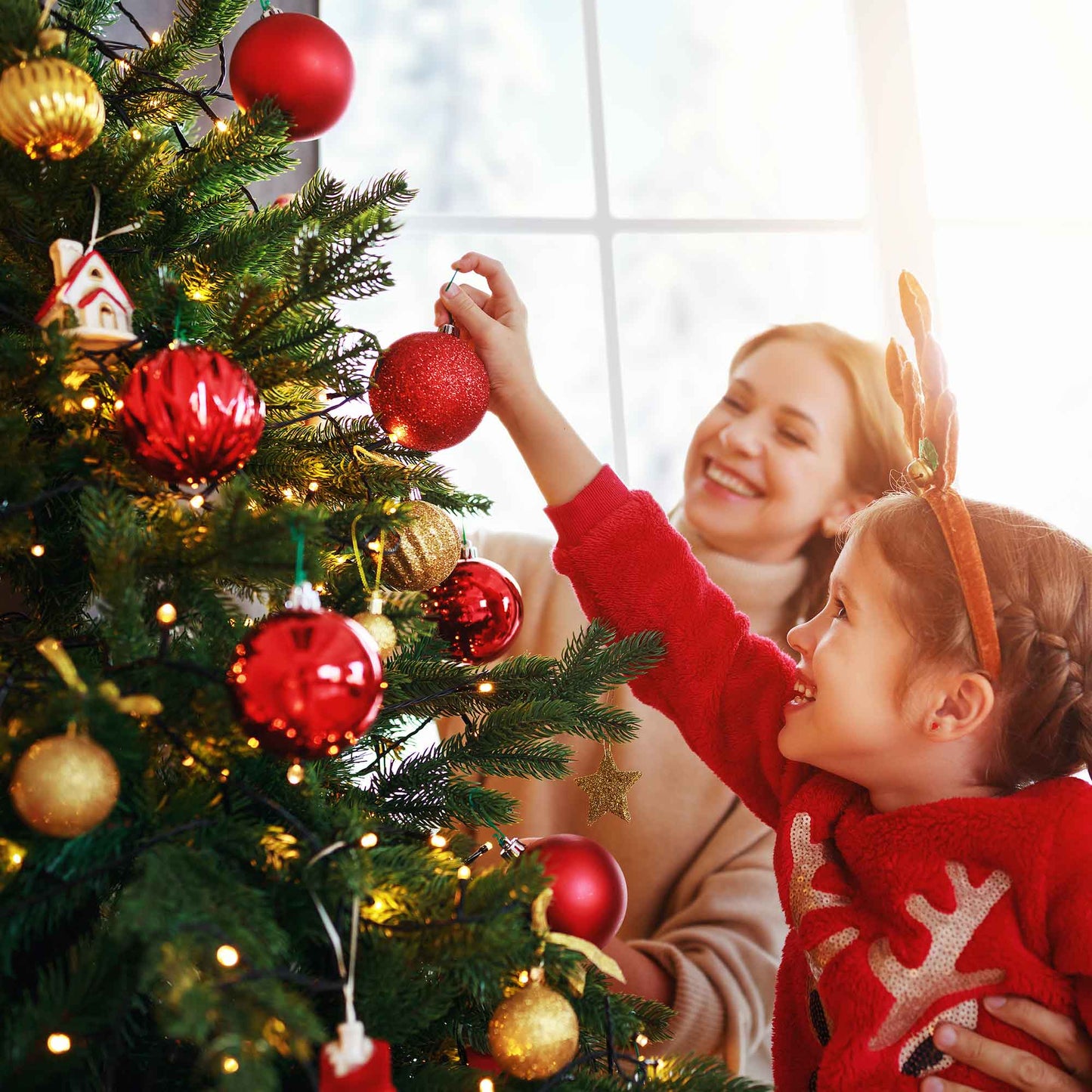 Pre-Lit 6ft Hinged Christmas Tree with Warm White LED Lights & PE/PVC Tips - DH81