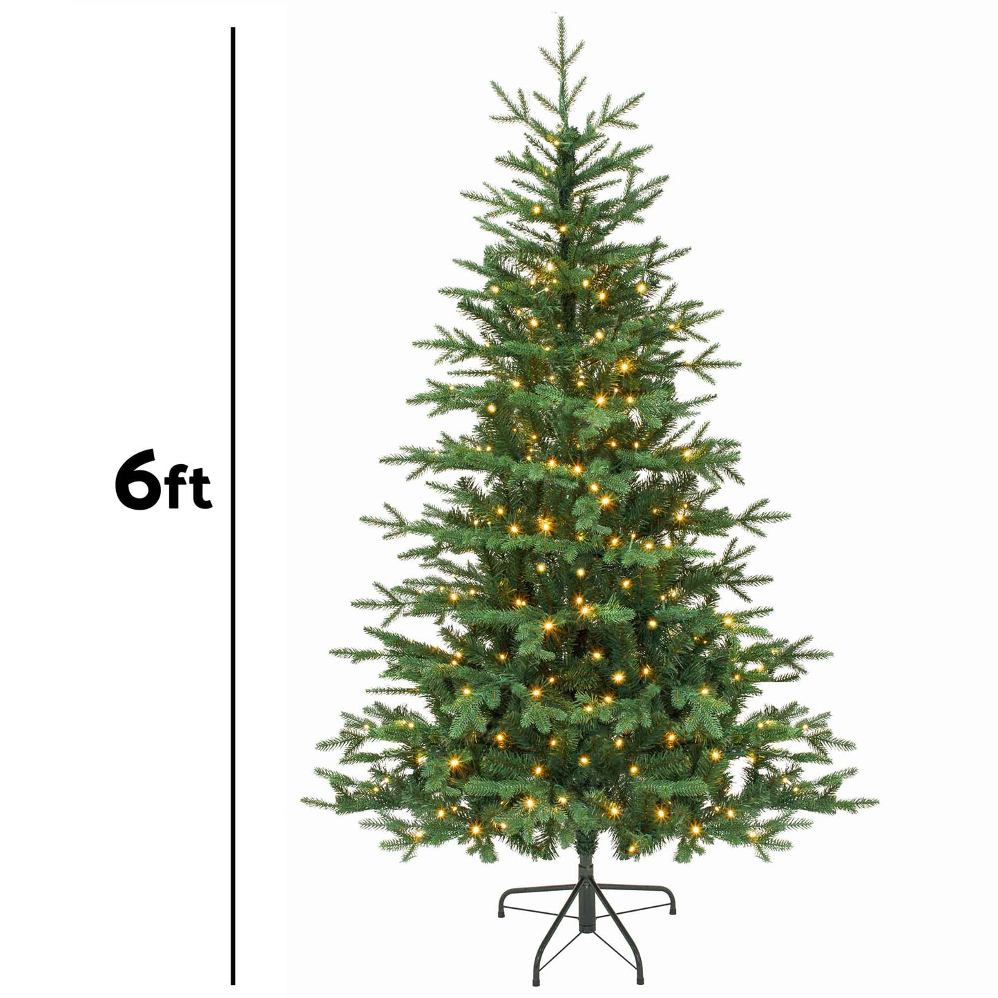 Pre-Lit 6ft Hinged Christmas Tree with Warm White LED Lights & PE/PVC Tips - DH81