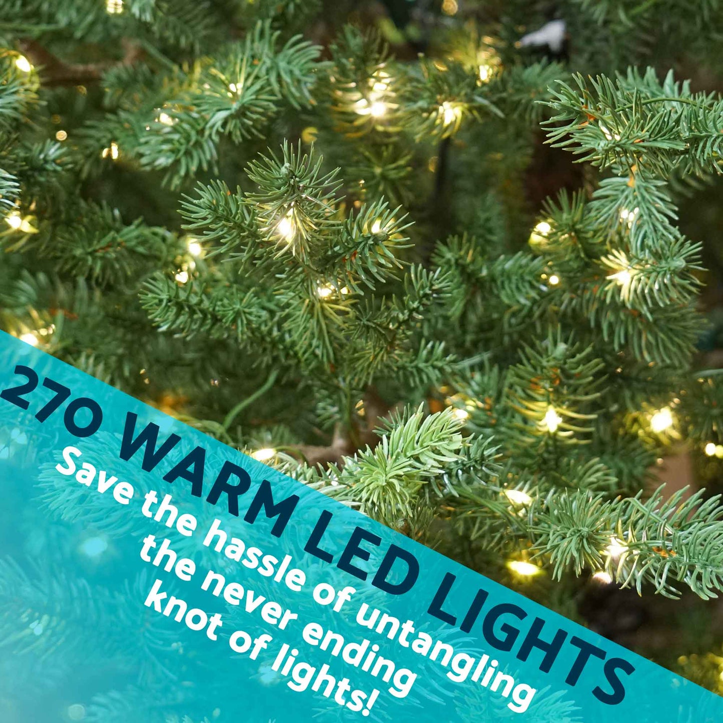 Pre-Lit 6ft Hinged Christmas Tree with Warm White LED Lights & PE/PVC Tips - DH81