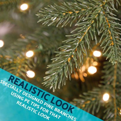 Pre-Lit 6ft Hinged Christmas Tree with Warm White LED Lights & PE/PVC Tips - DH81