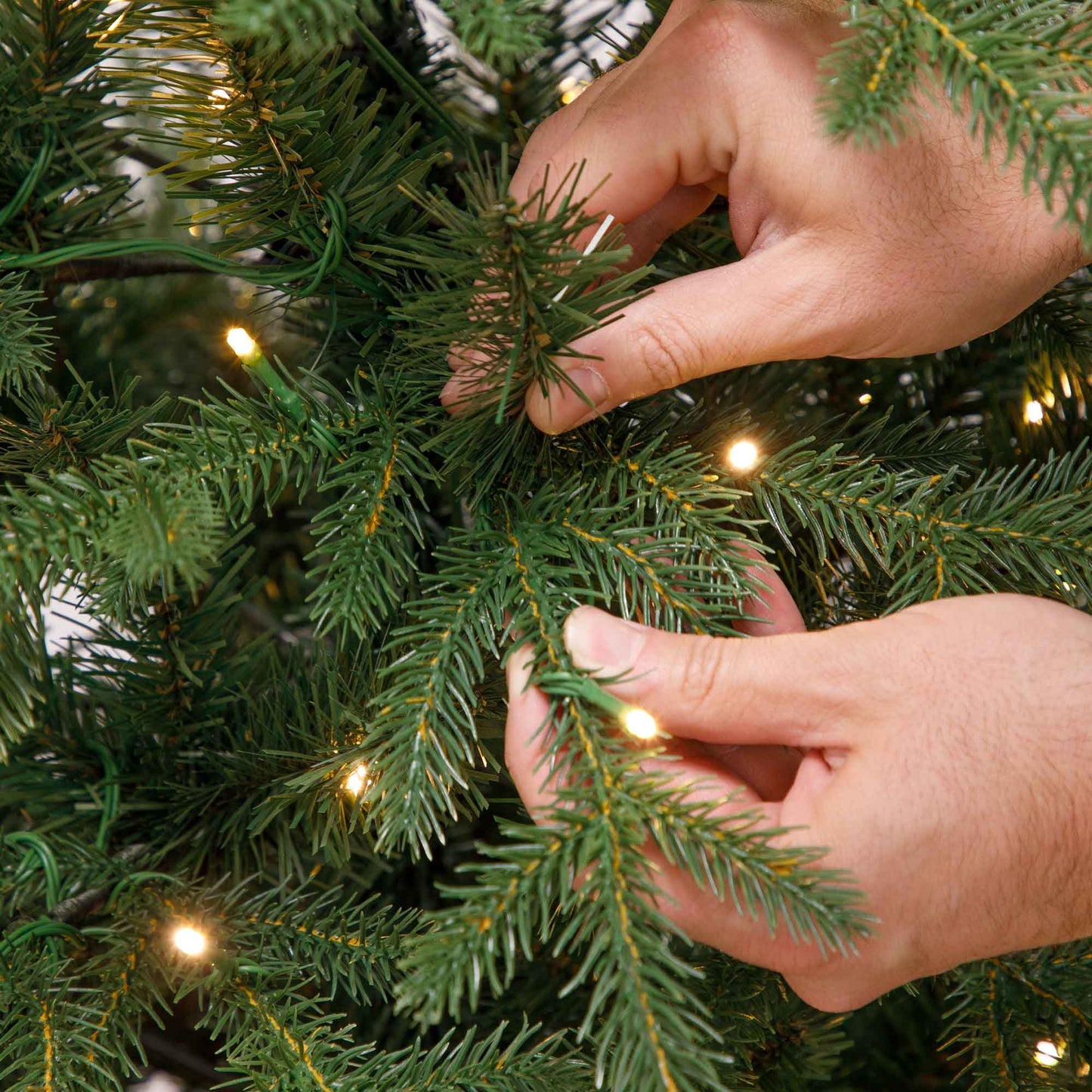 Pre-Lit 7ft Hinged Christmas Tree with Warm White LED Lights & PE/PVC Tips - DH82