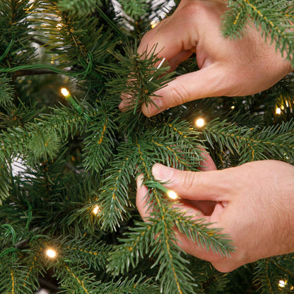 Pre-Lit 7ft Hinged Christmas Tree with Warm White LED Lights & PE/PVC Tips - DH82