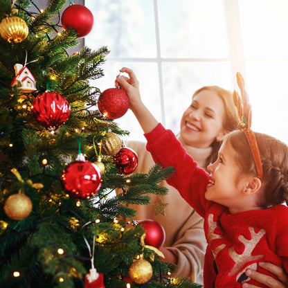 Pre-Lit 7ft Hinged Christmas Tree with Warm White LED Lights & PE/PVC Tips - DH82