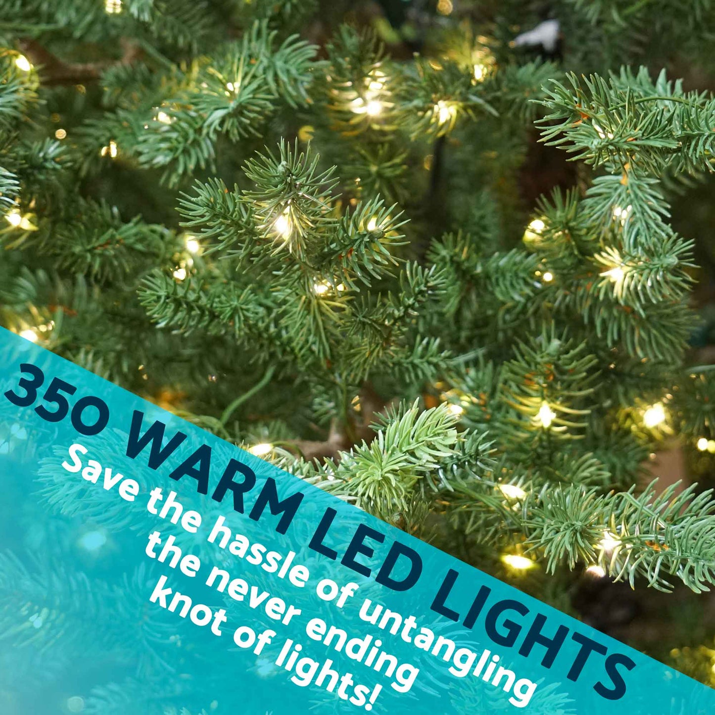 Pre-Lit 7ft Hinged Christmas Tree with Warm White LED Lights & PE/PVC Tips - DH82