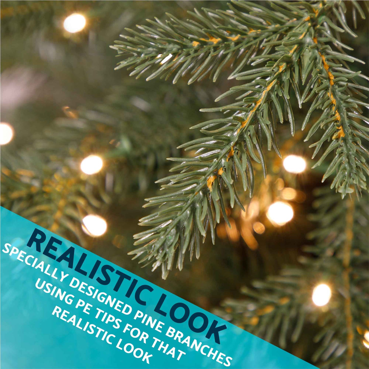 Pre-Lit 7ft Hinged Christmas Tree with Warm White LED Lights & PE/PVC Tips - DH82