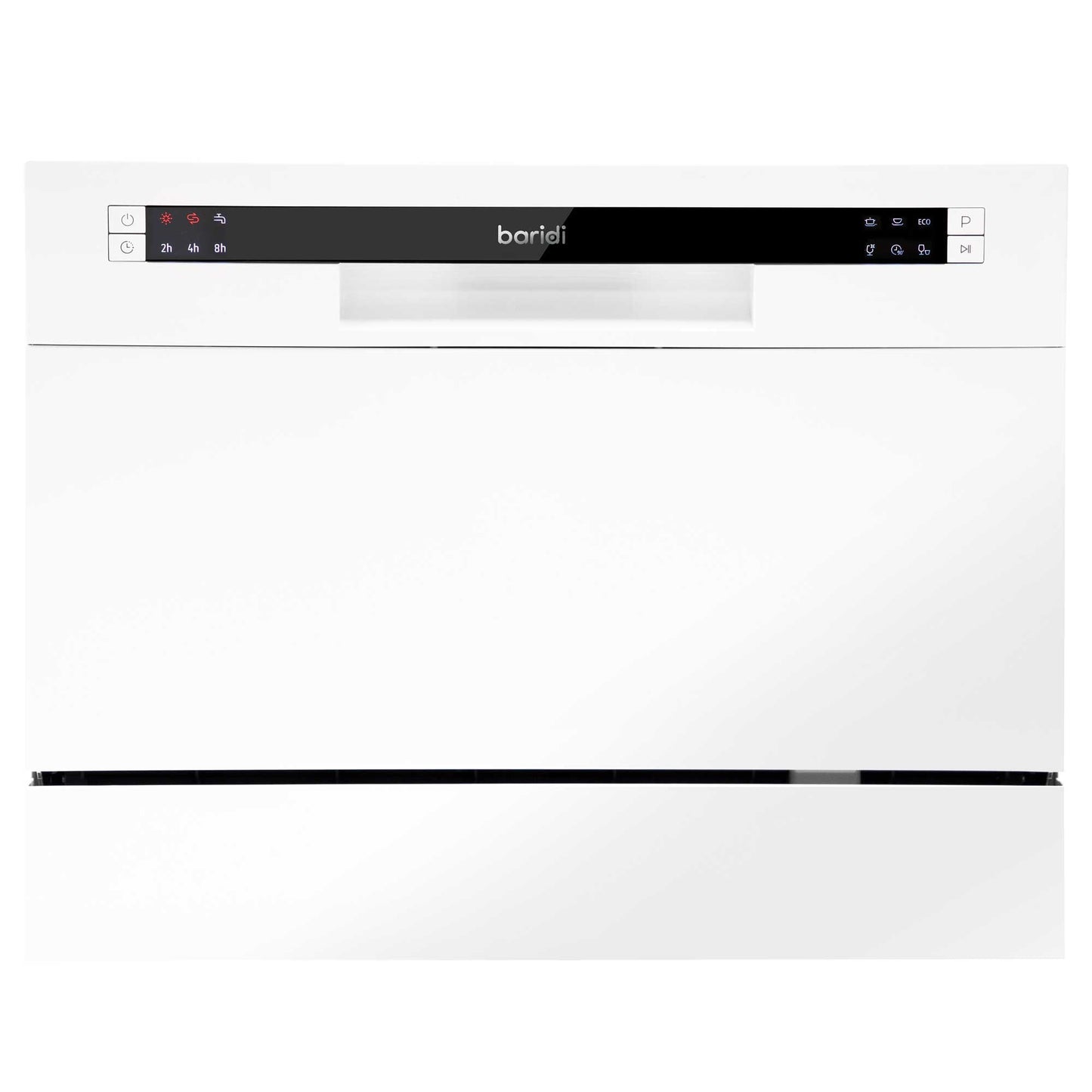 Baridi Compact Tabletop Dishwasher 6 Place Settings, 6 Programmes, Low Noise, 6.5L - White - DH83