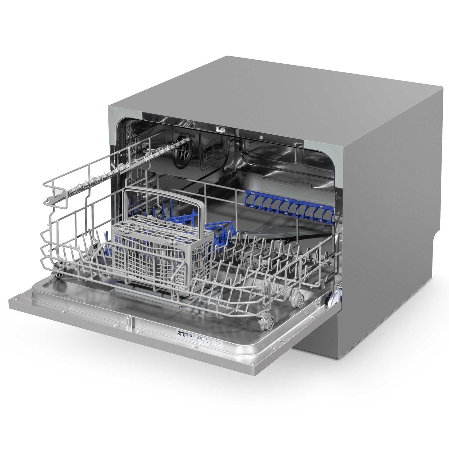Baridi Compact Tabletop Dishwasher 6 Place Settings, 6 Programmes, Low Noise, 6.5L - Silver - DH84