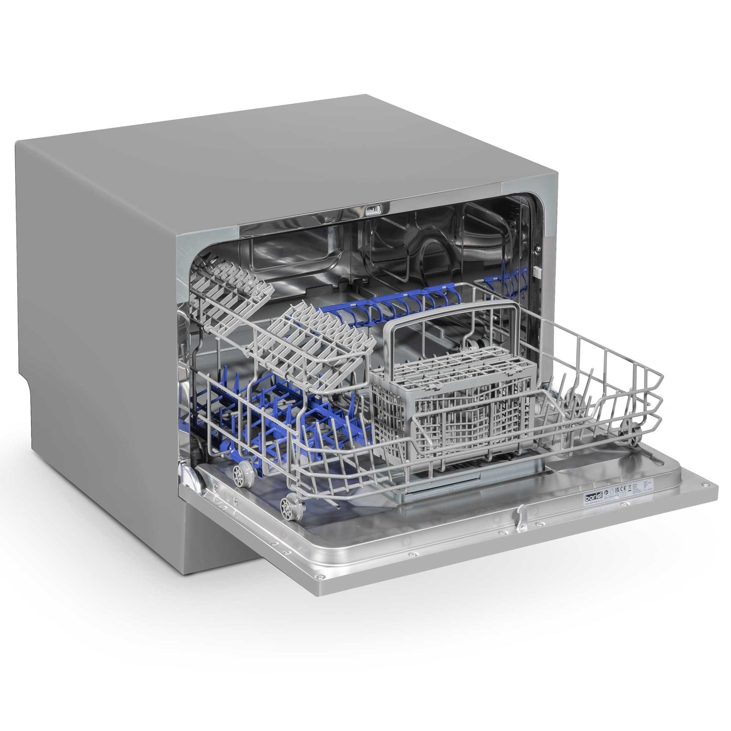 Baridi Compact Tabletop Dishwasher 6 Place Settings, 6 Programmes, Low Noise, 6.5L - Silver - DH84