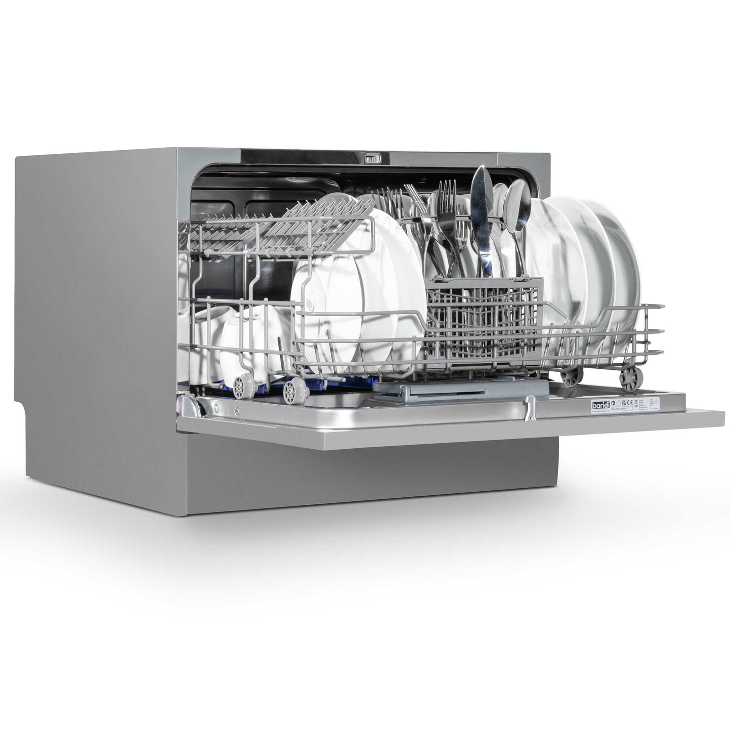 Baridi Compact Tabletop Dishwasher 6 Place Settings, 6 Programmes, Low Noise, 6.5L - Silver - DH84