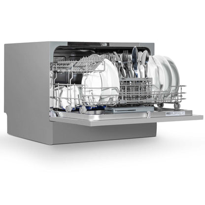 Baridi Compact Tabletop Dishwasher 6 Place Settings, 6 Programmes, Low Noise, 6.5L - Silver - DH84