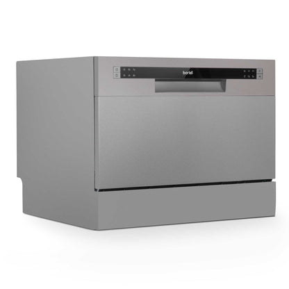 Baridi Compact Tabletop Dishwasher 6 Place Settings, 6 Programmes, Low Noise, 6.5L - Silver - DH84