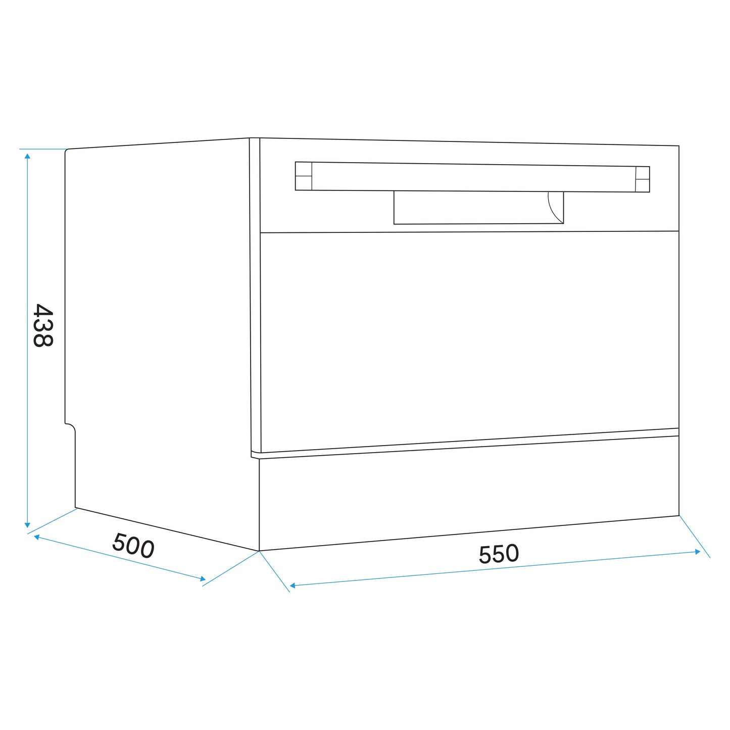 Baridi Compact Tabletop Dishwasher 6 Place Settings, 6 Programmes, Low Noise, 6.5L - Black - DH85