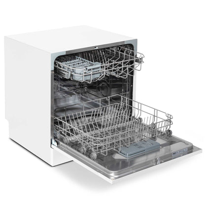Baridi Compact Tabletop Dishwasher 8 Place Settings, 6 Programmes, Low Noise, 8L - White - DH86