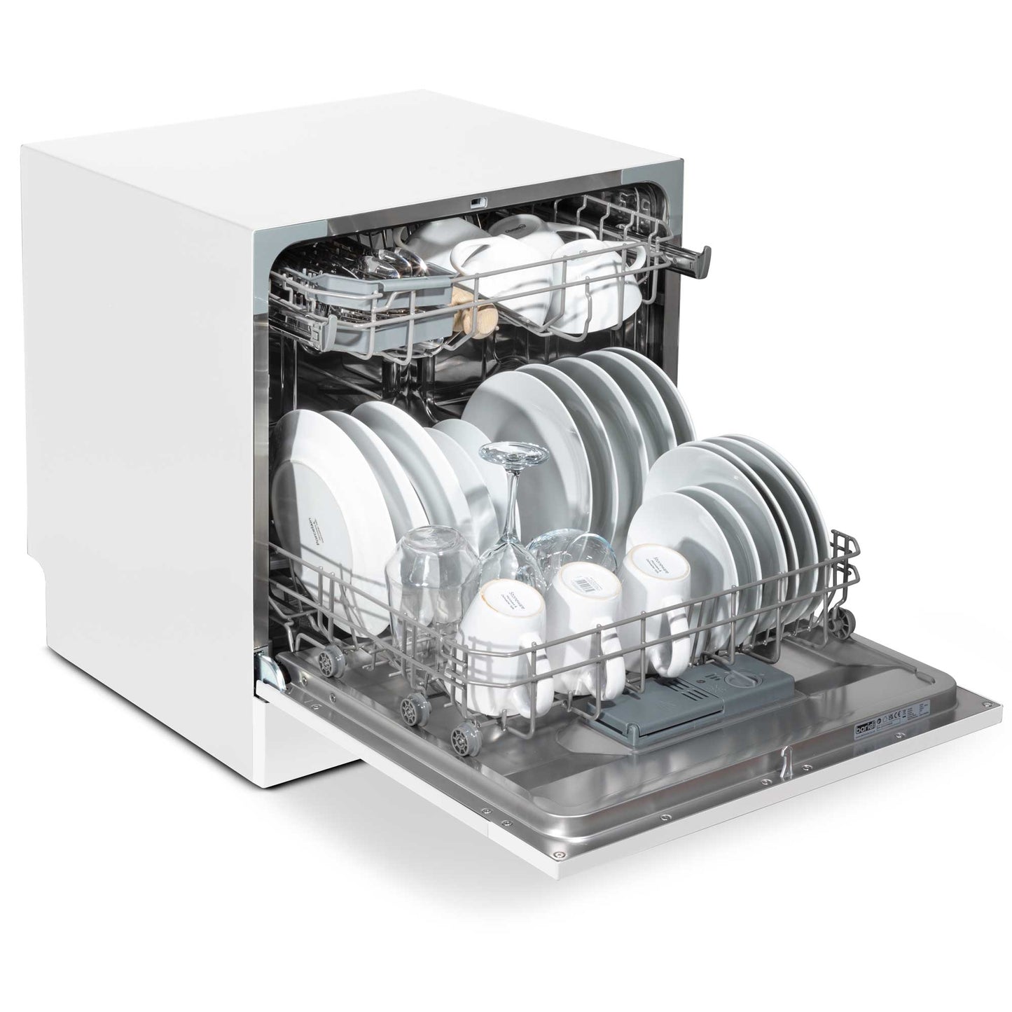 Baridi Compact Tabletop Dishwasher 8 Place Settings, 6 Programmes, Low Noise, 8L - White - DH86