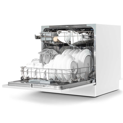 Baridi Compact Tabletop Dishwasher 8 Place Settings, 6 Programmes, Low Noise, 8L - White - DH86