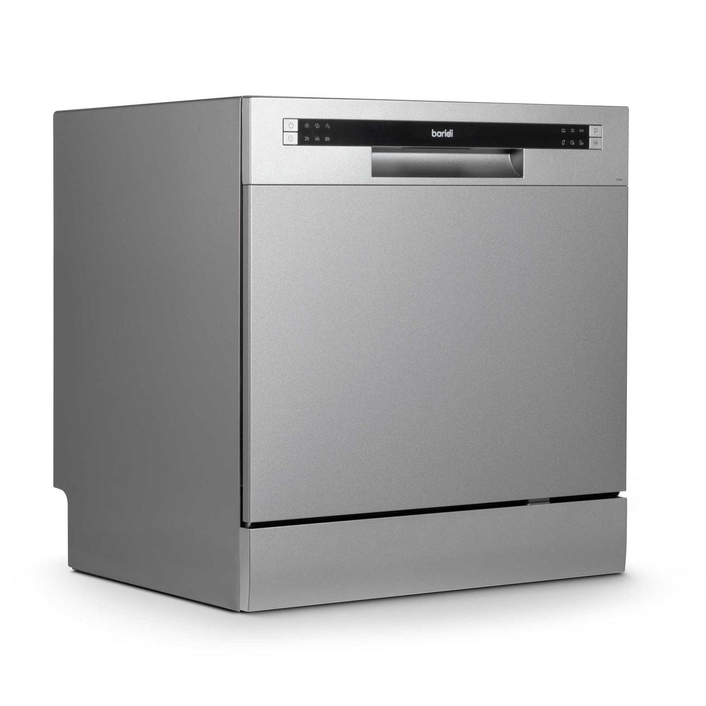 Baridi Compact Tabletop Dishwasher 8 Place Settings, 6 Programmes, Low Noise, 8L - Silver - DH87