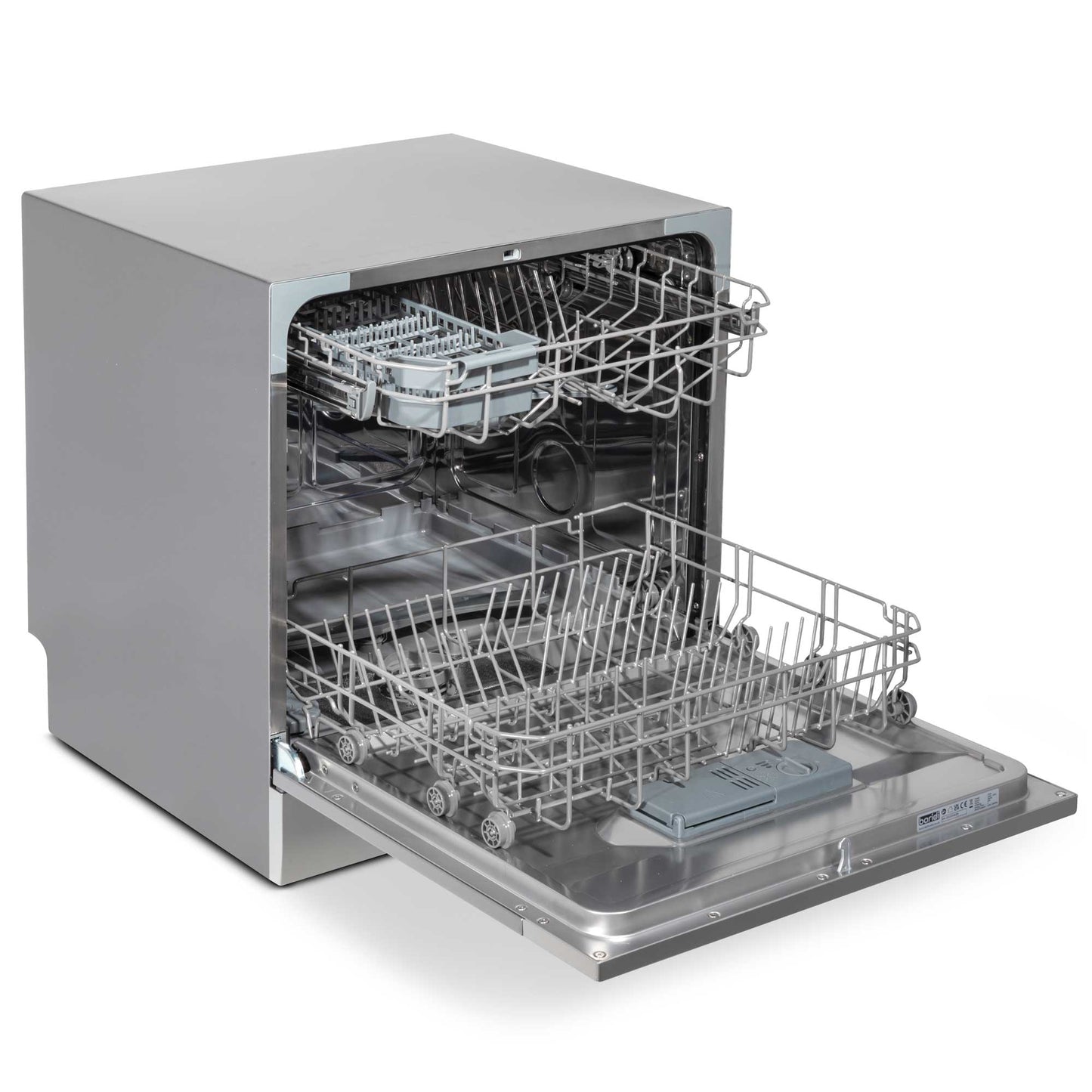 Baridi Compact Tabletop Dishwasher 8 Place Settings, 6 Programmes, Low Noise, 8L - Silver - DH87