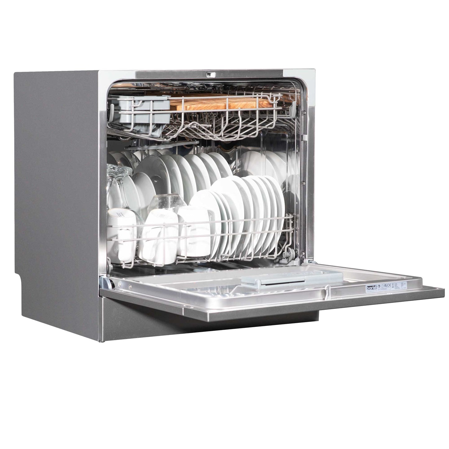 Baridi Compact Tabletop Dishwasher 8 Place Settings, 6 Programmes, Low Noise, 8L - Silver - DH87