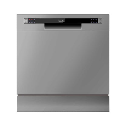 Baridi Compact Tabletop Dishwasher 8 Place Settings, 6 Programmes, Low Noise, 8L - Silver - DH87