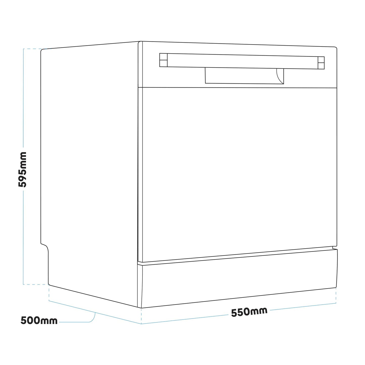 Baridi Compact Tabletop Dishwasher 8 Place Settings, 6 Programmes, Low Noise, 8L - Black - DH88