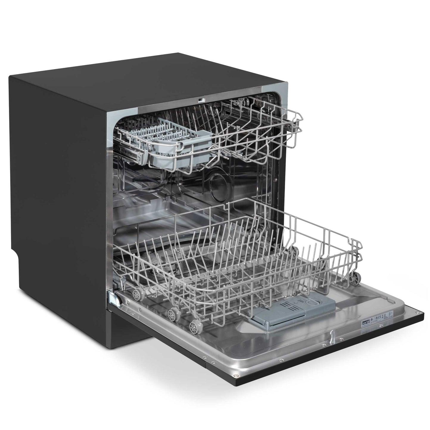 Baridi Compact Tabletop Dishwasher 8 Place Settings, 6 Programmes, Low Noise, 8L - Black - DH88