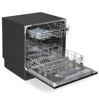Baridi Compact Tabletop Dishwasher 8 Place Settings, 6 Programmes, Low Noise, 8L - Black - DH88