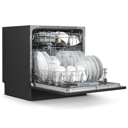 Baridi Compact Tabletop Dishwasher 8 Place Settings, 6 Programmes, Low Noise, 8L - Black - DH88
