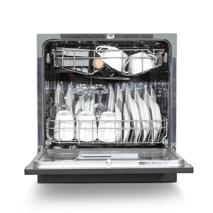 Baridi Compact Tabletop Dishwasher 8 Place Settings, 6 Programmes, Low Noise, 8L - Black - DH88