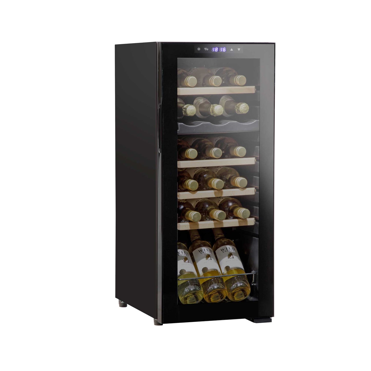 Baridi 18 Bottle Dual Zone Wine Cooler, Fridge, Touch Screen Controls, Wooden Shelves, LED - DH89