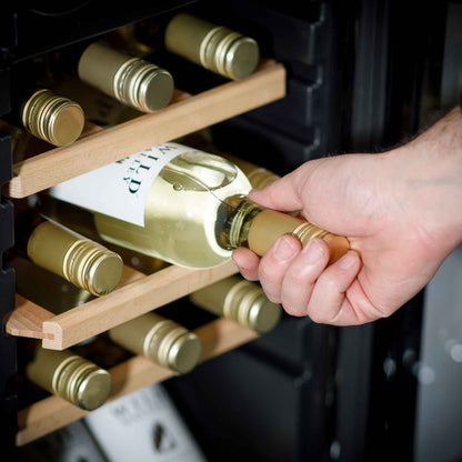 Baridi 27 Bottle Dual Zone Wine Cooler, Fridge, Touch Screen Controls, Wooden Shelves, LED  - DH90