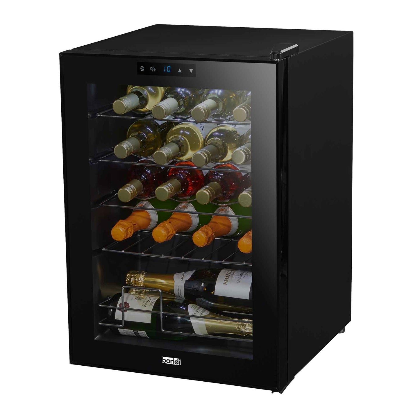 Baridi 20 Bottle Wine Cooler Fridge with Digital Touch Screen Controls & LED Light, Black - DH8
