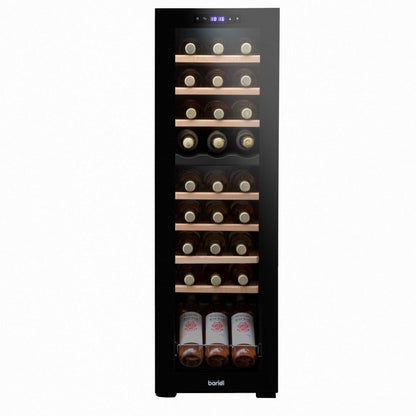 Baridi 27 Bottle Dual Zone Wine Cooler, Fridge, Touch Screen Controls, Wooden Shelves, LED  - DH90
