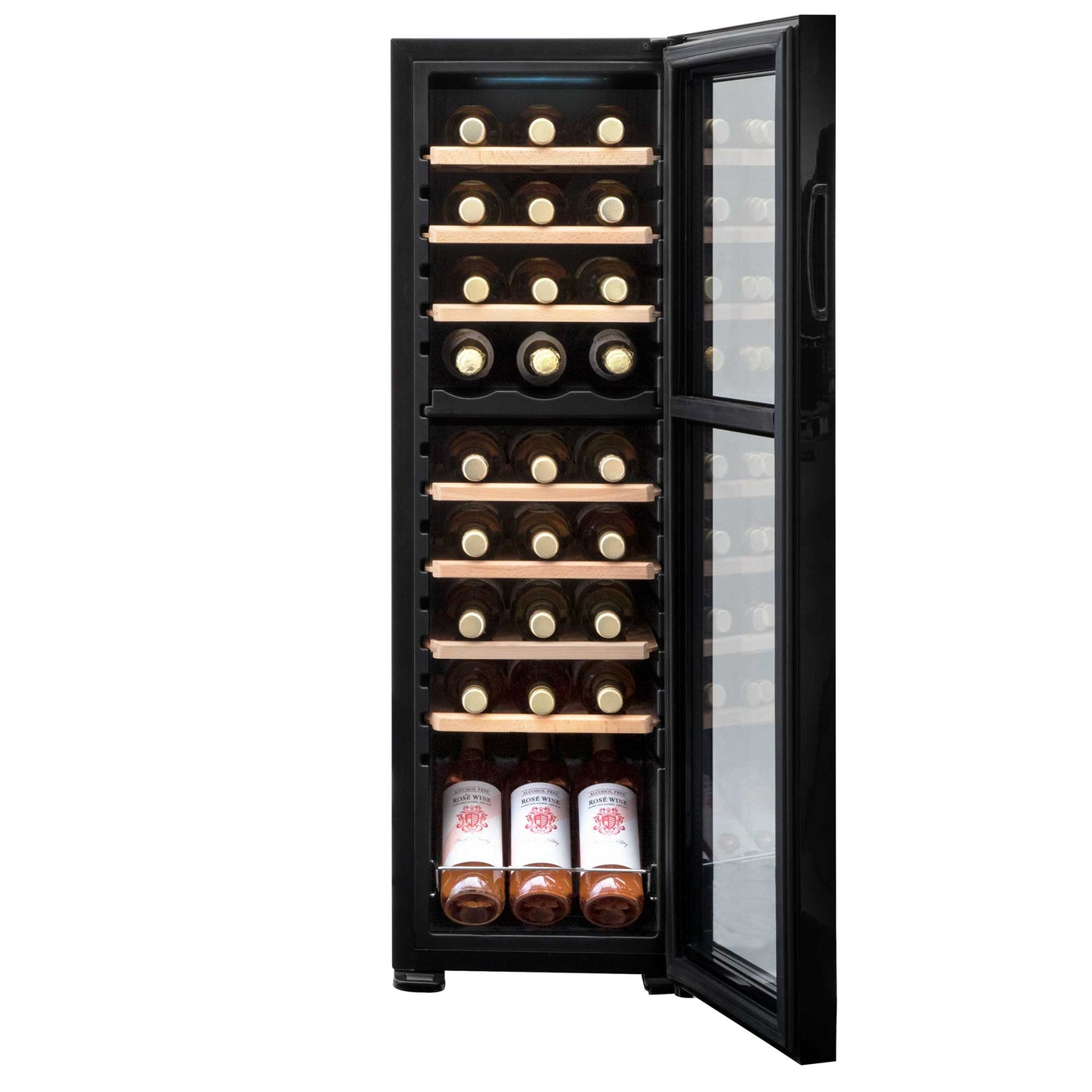 Baridi 27 Bottle Dual Zone Wine Cooler, Fridge, Touch Screen Controls, Wooden Shelves, LED  - DH90