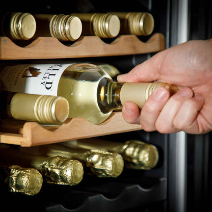 Baridi 36 Bottle Dual Zone Wine Cooler, Fridge, Touch Controls, Wooden Shelves, LED - DH91