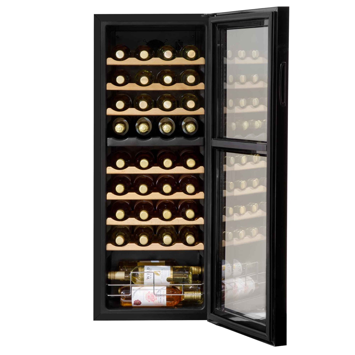 Baridi 36 Bottle Dual Zone Wine Cooler, Fridge, Touch Controls, Wooden Shelves, LED - DH91